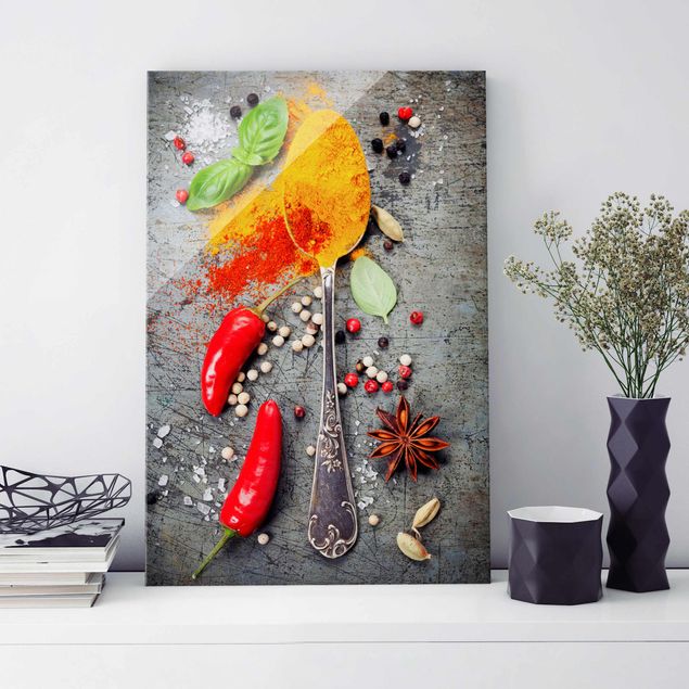 Glasschilderijen Spoon With Spices