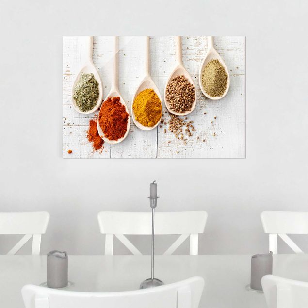 Glasschilderijen Wooden Spoon With Spices