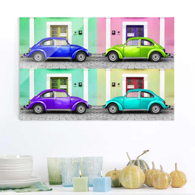 Glasschilderijen Coloured Beetles