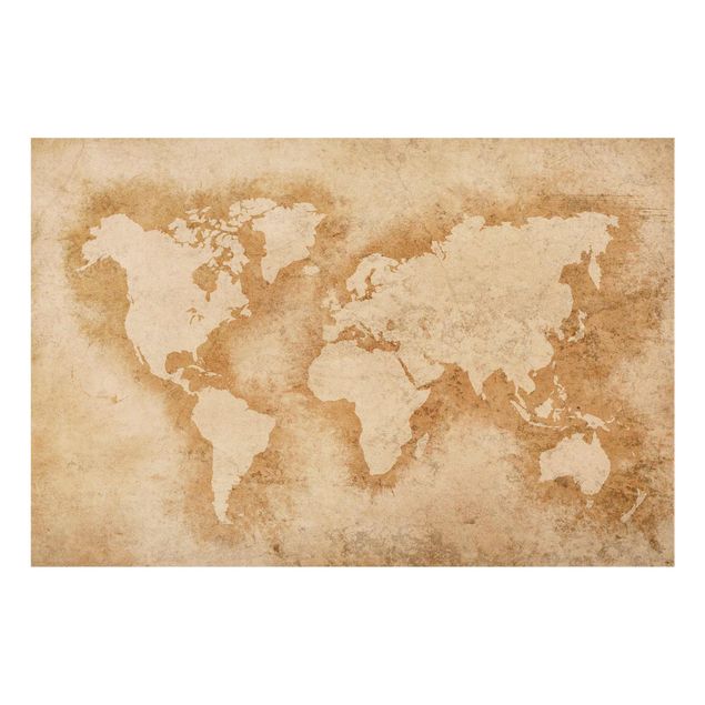 Glasschilderijen Antique World Map