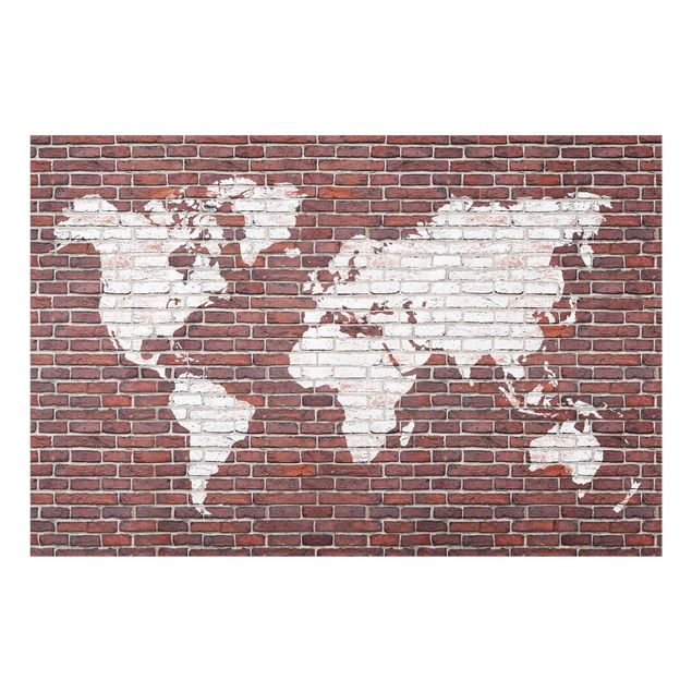 Glasschilderijen Brick World Map