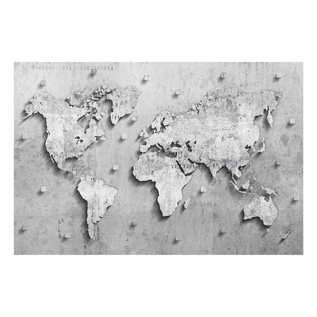 Glasschilderijen Concrete World Map