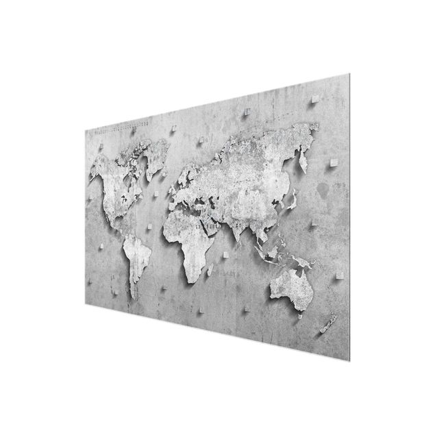 Glasschilderijen Concrete World Map