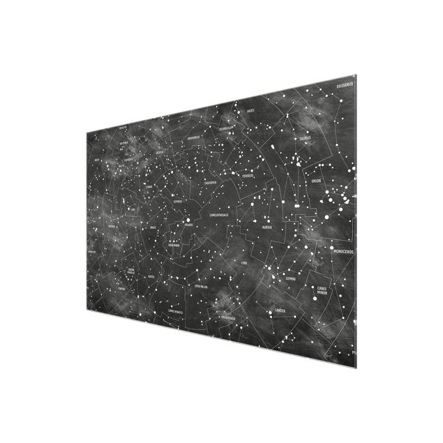 Glasschilderijen Map Of Constellations Blackboard Look