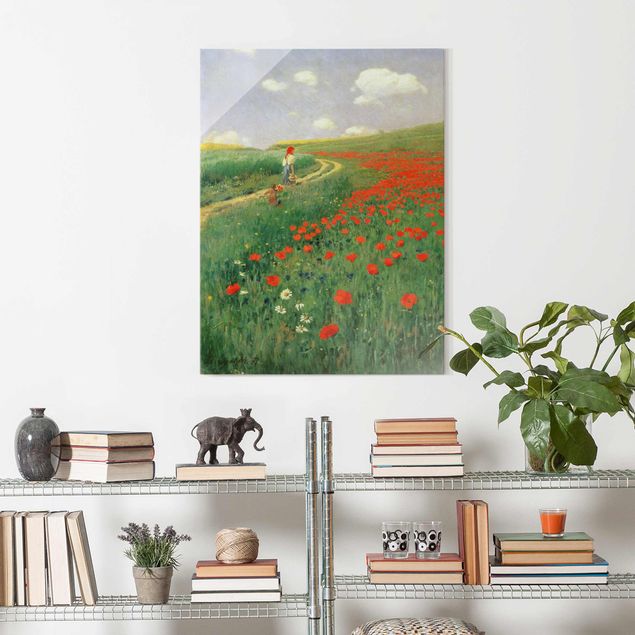 Glas Magnetboard Pál Szinyei-Merse - Summer Landscape With A Blossoming Poppy