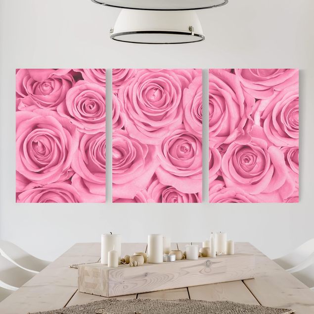 Canvas schilderijen - 3-delig Pink Roses