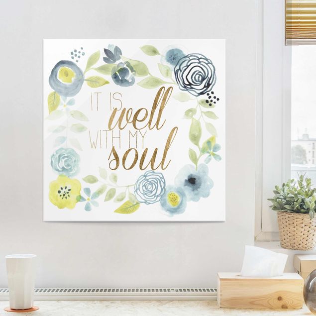 Glas Magnettafel Garland With Saying - Soul