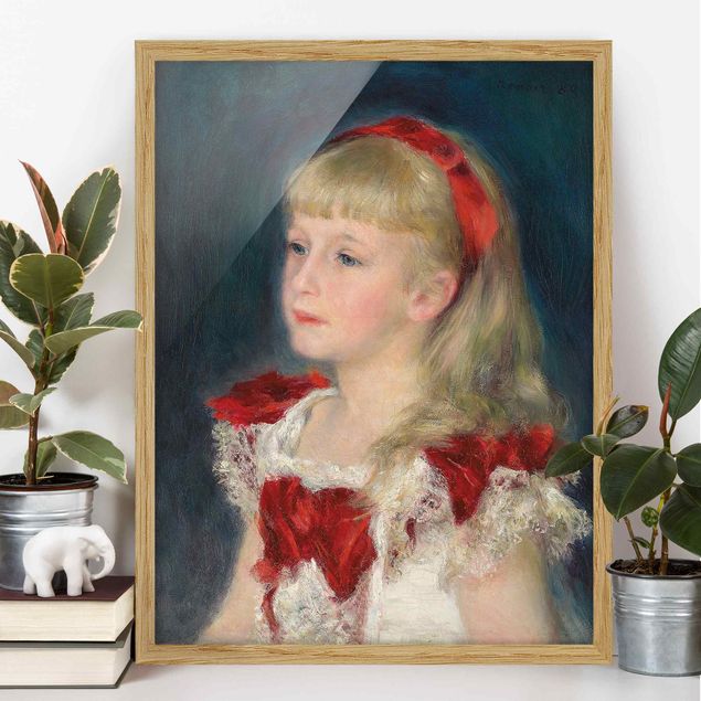 Ingelijste posters Auguste Renoir - Mademoiselle Grimprel with red Ribbon