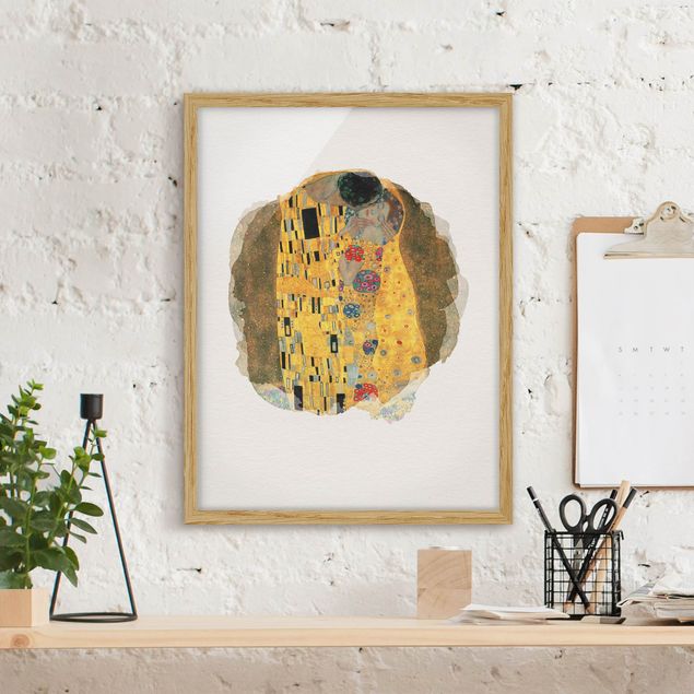 Ingelijste posters WaterColours - Gustav Klimt - The Kiss