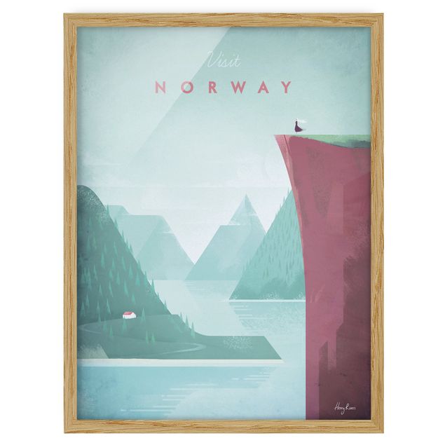 Ingelijste posters Travel Poster - Norway