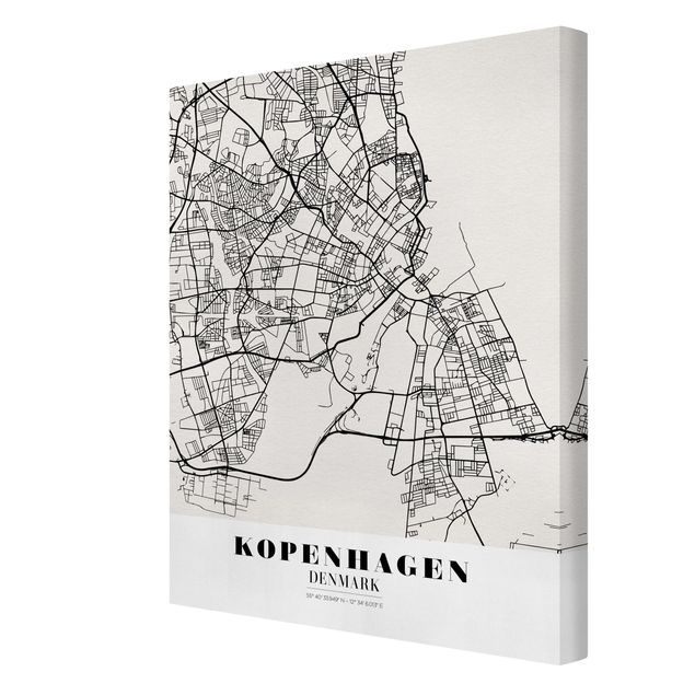Canvas schilderijen Copenhagen City Map - Classic