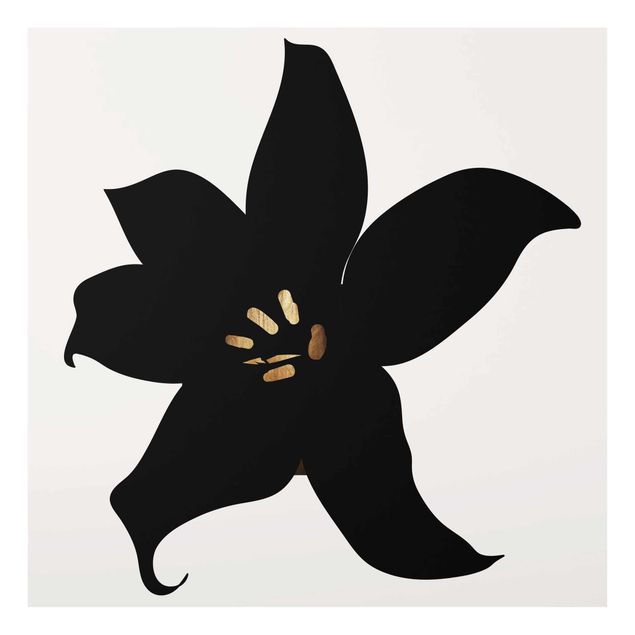Glasschilderijen Graphical Plant World - Orchid Black And Gold