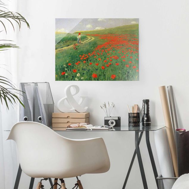 Glas Magnetboard Pál Szinyei-Merse - Summer Landscape With A Blossoming Poppy