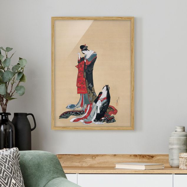 Ingelijste posters Katsushika Hokusai - Two Courtesans