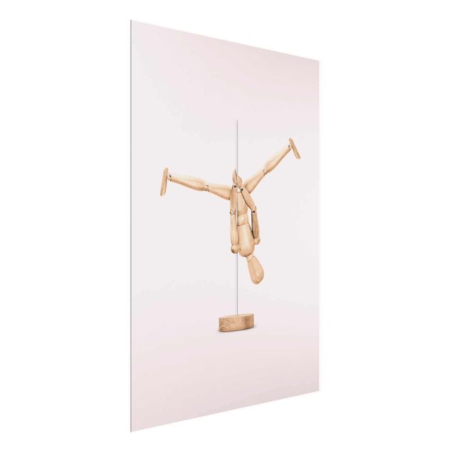 Glasschilderijen Pole Dance With Wooden Figure