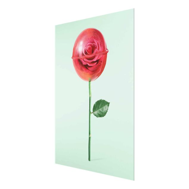 Glasschilderijen Rose With Lollipop