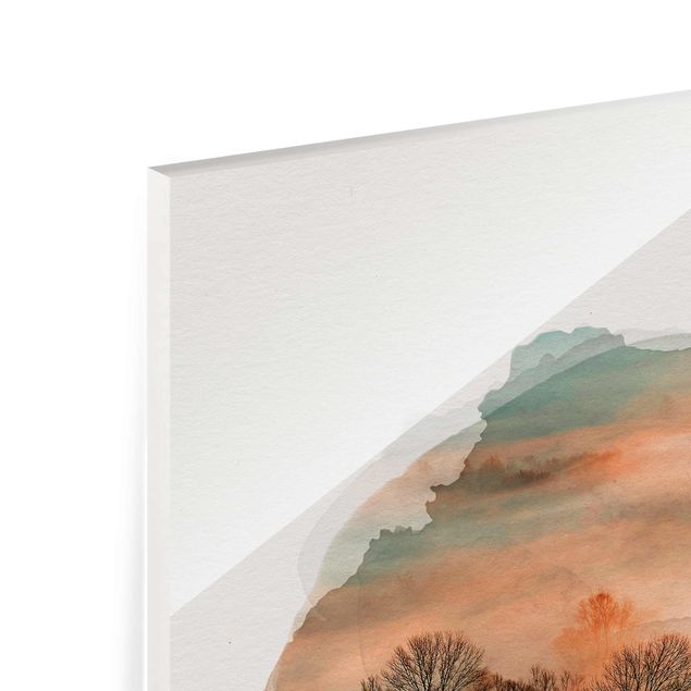 Glasschilderijen WaterColours - Mist At Sunrise