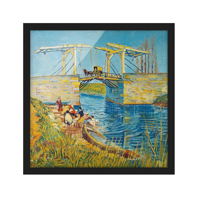 Ingelijste posters Vincent van Gogh - The Drawbridge at Arles with a Group of Washerwomen