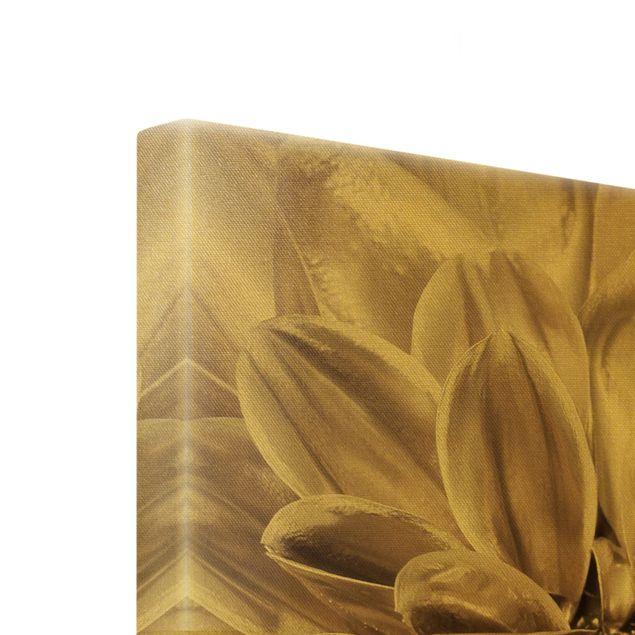 Canvas schilderijen - Goud Bronze Dahlias Dream