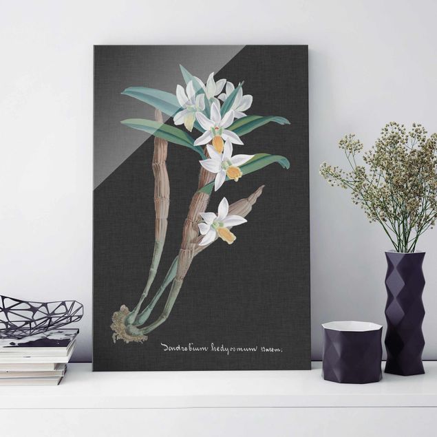 Glas Magnettafel White Orchid On Linen I