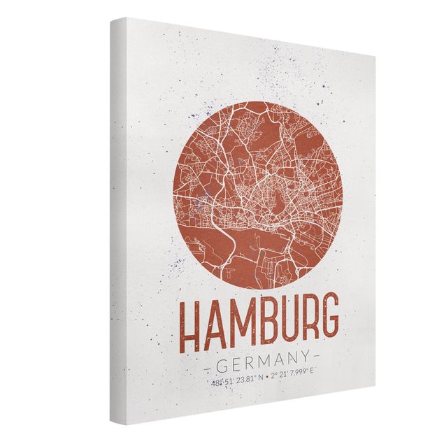 Canvas schilderijen Hamburg City Map - Retro