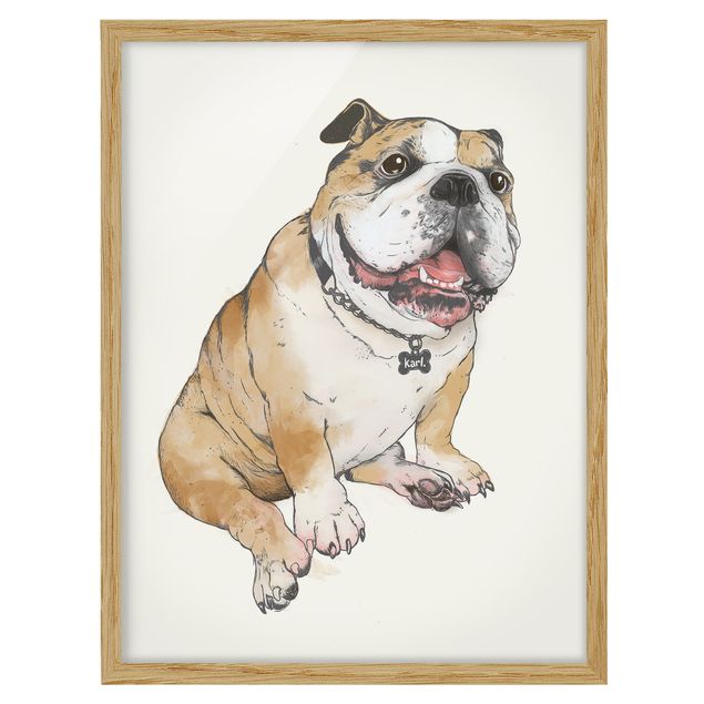 Ingelijste posters Illustration Dog Bulldog Painting
