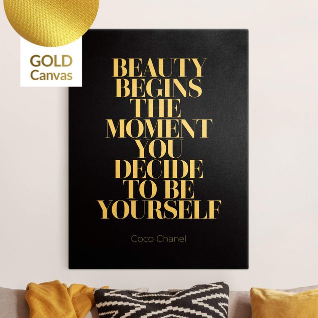 Canvas schilderijen - Goud Be yourself Coco Chanel Black
