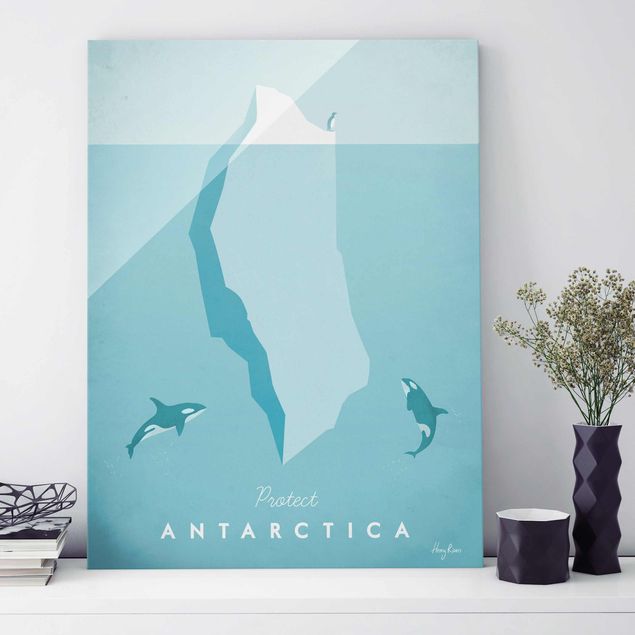 Magnettafel Glas Travel Poster - Antarctica