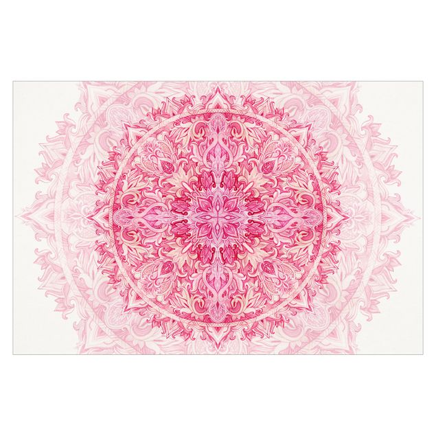 Patroonbehang Mandala Watercolour Ornament Pink