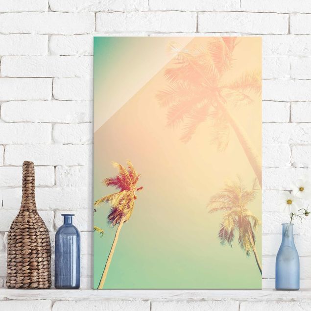 Glas Magnettafel Tropical Plants Palm Trees At Sunset IIl
