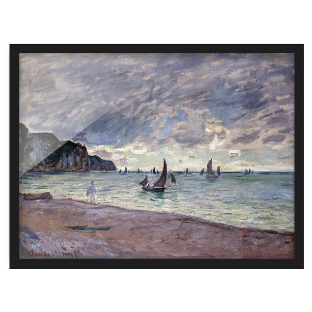 Ingelijste posters Claude Monet - Fishing Boats In Front Of The Beach And Cliffs Of Pourville