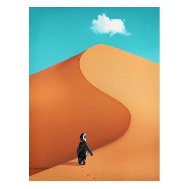 Canvas schilderijen Desert With Penguin