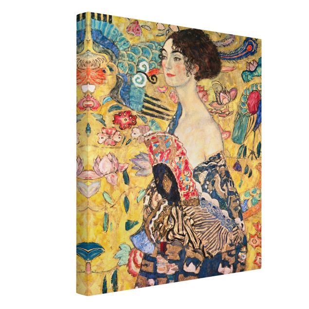 Canvas schilderijen Gustav Klimt - Lady With Fan