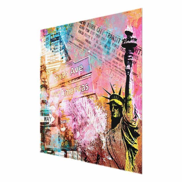 Glasschilderijen Sixth Avenue New York Collage