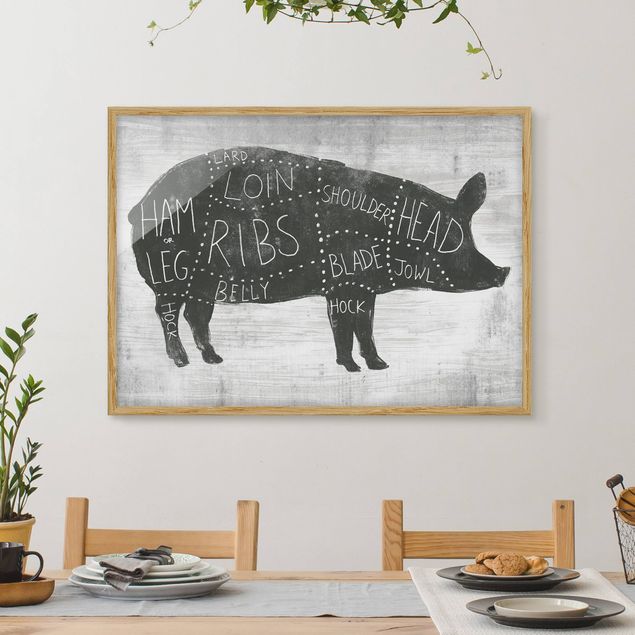 Ingelijste posters Butcher Board - Pig