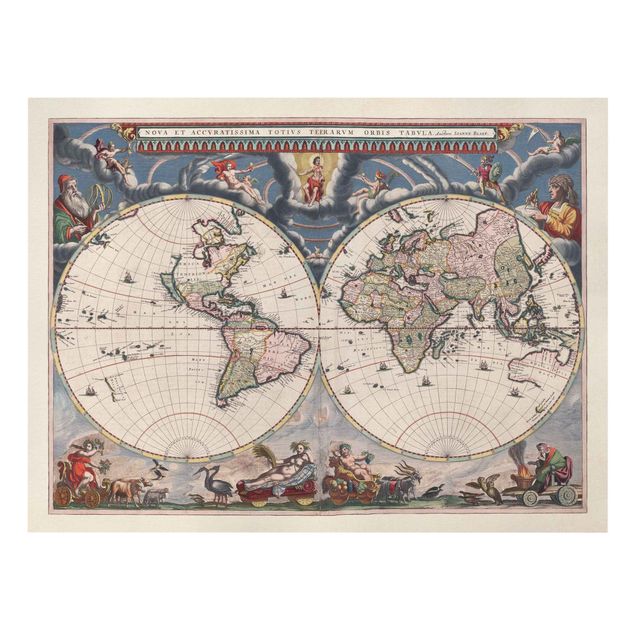 Canvas schilderijen Historic World Map Nova Et Accuratissima Of 1664