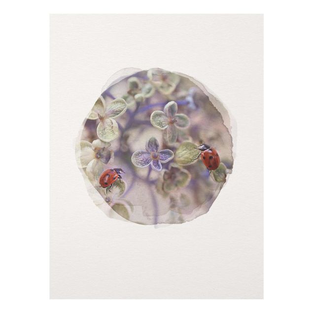 Glasschilderijen WaterColours - Ladybugs In The Garden
