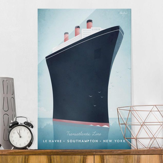 Glas Magnetboard Travel Poster - Cruise Ship