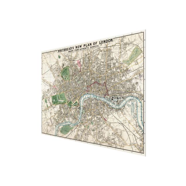 Glasschilderijen Vintage Map London