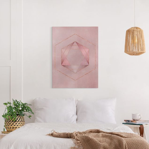 Canvas schilderijen Geometry In Pink And Gold I