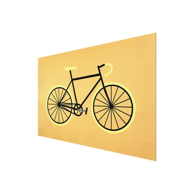 Glasschilderijen Bicycle In Yellow