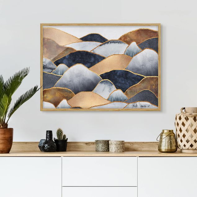 Ingelijste posters Golden Mountains Watercolour