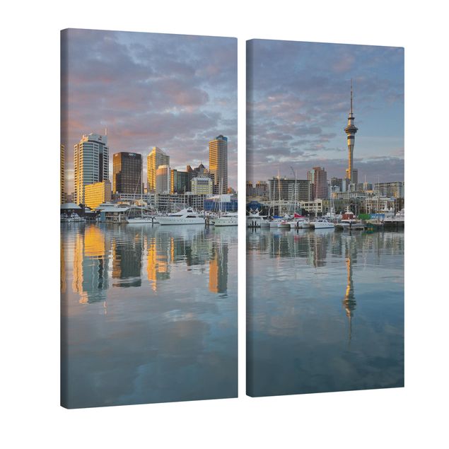 Canvas schilderijen - 2-delig  Auckland Skyline Sunset