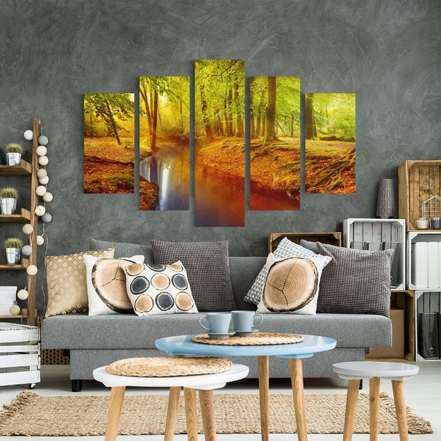 Canvas schilderijen - 5-delig Autumn Forest