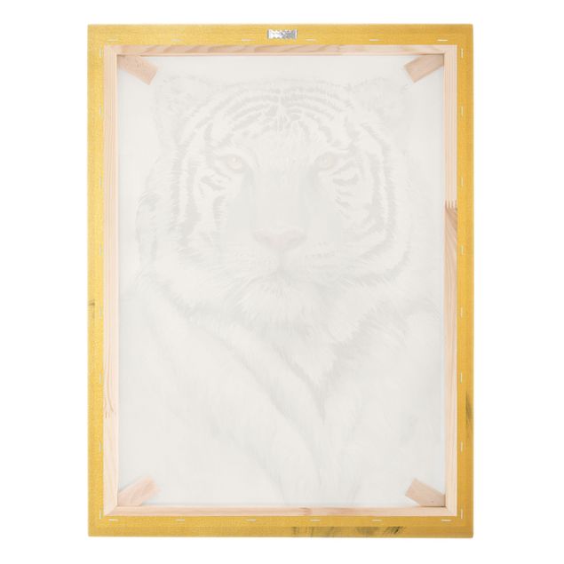 Canvas schilderijen - Goud Portrait White Tiger II