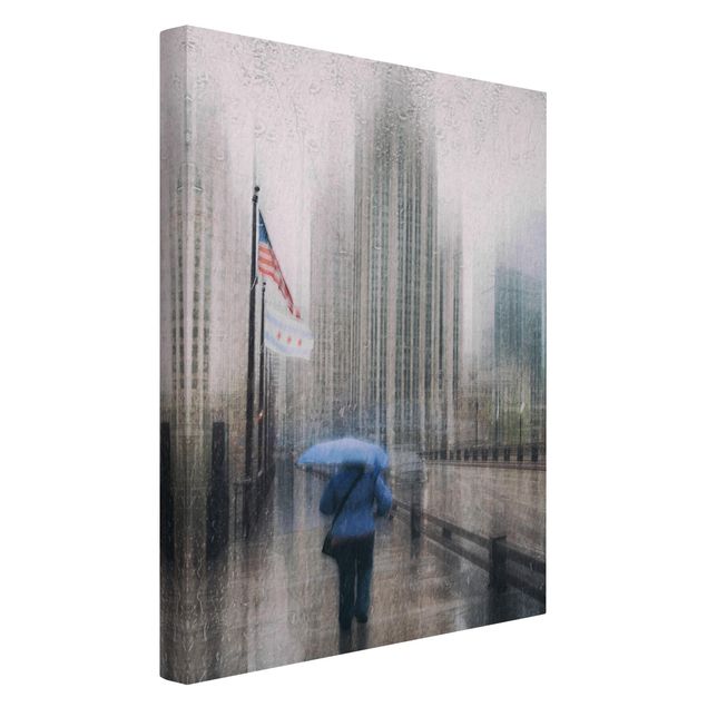 Canvas schilderijen Rainy Chicago