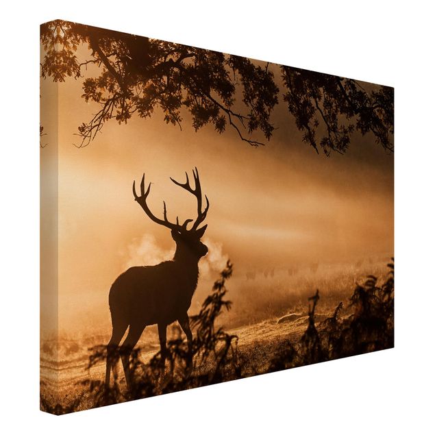 Canvas schilderijen Deer In The Winter Forest