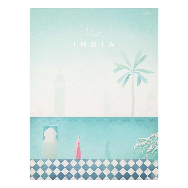 Glasschilderijen Travel Poster - India