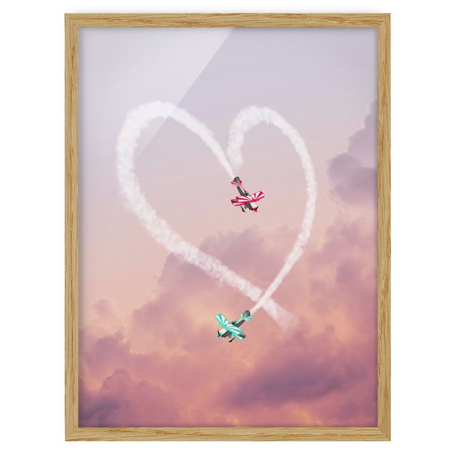 Ingelijste posters Heart With Airplanes