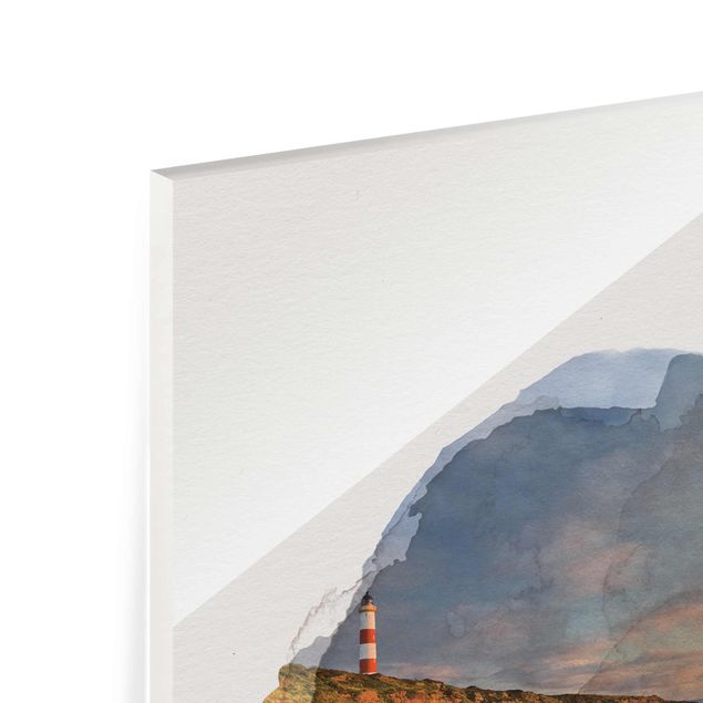 Glasschilderijen WaterColours - Tarbat Ness Sea & Lighthouse At Sunset